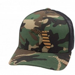Baseball Caps 'Florida Patriot' Leather Patch Hat Curved Trucker - Camo - CZ18IGORM7Y $47.22