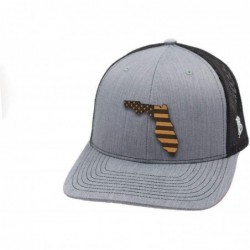 Baseball Caps 'Florida Patriot' Leather Patch Hat Curved Trucker - Camo - CZ18IGORM7Y $56.28