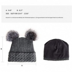 Skullies & Beanies Unisex Autumn Knit Wool Beanie Hat Women Winter Hat with Fur Ball Pom Pom - Gray With Fox Fur Pompom - CS1...