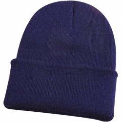 Skullies & Beanies Men Women Beanie Knit Cap Hip-Hop Winter Warm Elastic Cuff Hat - Navy Blue - CW12NUUXUD8 $17.19