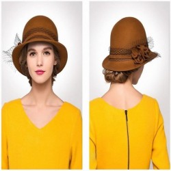 Fedoras Women's Wool Felt Bowler Hat - Orange - CX128NIZ1LP $73.35