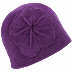 Skullies & Beanies Winter Knitted Beanie Hat Women Cloche Wool Floral Partten Warm Bucket Hat - Purple - CG18L84X5A0 $59.06