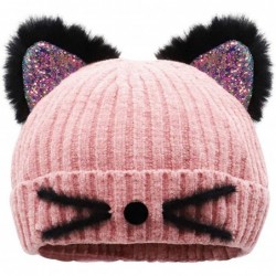 Skullies & Beanies Winter Hats for Women Kid Chenille Cat Ear Hat Warm Beanie Hat Ski Cap - Kids _Pink - C518Y30U7SM $22.23