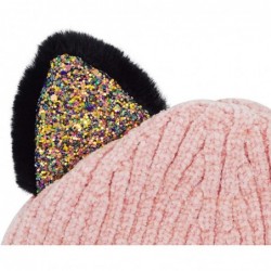 Skullies & Beanies Winter Hats for Women Kid Chenille Cat Ear Hat Warm Beanie Hat Ski Cap - Kids _Pink - C518Y30U7SM $24.28