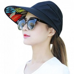Sun Hats Sun Hats for Women Wide Brim UV Protection Summer Beach Visor - Black - CL18EWK0GXC $24.56