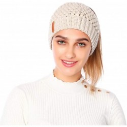 Skullies & Beanies Ponytail Hats for Women Messy Bun Beanie with Ponytail Hole Knit Winter Warm Hat - White - C1192LU5I4I $19.01