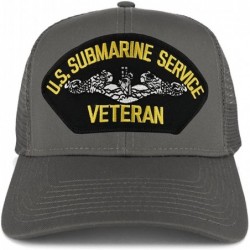 Baseball Caps US Submarine Service Veteran Embroidered Patch Snapback Mesh Trucker Cap - Charcoal - CV189066OOQ $30.47