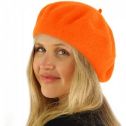 Berets Classic Winter 100% Wool Warm French Art Basque Beret Tam Beanie Hat Cap - Orange - CF1864YM6YQ $20.49