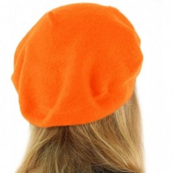 Berets Classic Winter 100% Wool Warm French Art Basque Beret Tam Beanie Hat Cap - Orange - CF1864YM6YQ $22.62