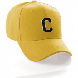 Baseball Caps Classic Baseball Hat Custom A to Z Initial Team Letter- Yellow Cap White Black - Letter C - CC18IDUN8GA $24.87