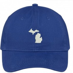 Baseball Caps Michigan State Map Embroidered Low Profile Soft Cotton Brushed Baseball Cap - Royal - CF17WXWKAGO $34.92