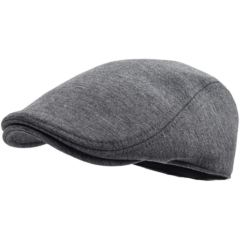 Newsboy Caps Men Cotton Newsboy Cap Soft Fit Cabbie Hat - Dark Grey - CI18R8OW7R7 $22.44