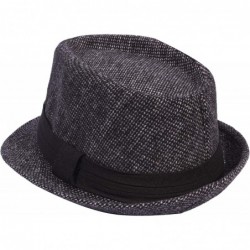 Fedoras Men's Women's Manhattan Structured Gangster Trilby Wool Fedora Hat Classic Timeless Light Weight - 0174 Black - CZ18R...