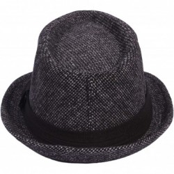 Fedoras Men's Women's Manhattan Structured Gangster Trilby Wool Fedora Hat Classic Timeless Light Weight - 0174 Black - CZ18R...