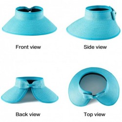 Sun Hats Foldable Sun Visors for Women - Beach Hat Wide Brim Sun Hat Roll-Up Straw Hat - C618UL7ADAC $25.89
