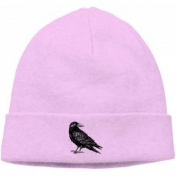 Skullies & Beanies Hip-Hop Knitted Hat for Mens Womens Black Crow Unisex Cuffed Plain Skull Knit Hat Cap Head Cap - Pink - C0...