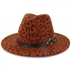 Fedoras Men & Women Vintage Wide Brim Fedora Hat with Belt Buckle - Leopard Belt-wine - CN18Y2SDYHD $42.05