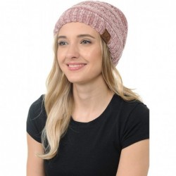 Skullies & Beanies Warm Soft Cable Knit Skull Cap Slouchy Beanie Winter Hat (Chenille Rose) - CZ18HQAZCA5 $16.53