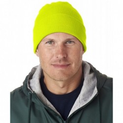 Skullies & Beanies Mens Knit Beanie with Cuff (8130) - Safety Yellow - CA117S8LSPZ $12.23