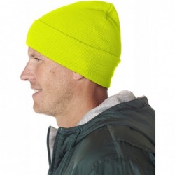 Skullies & Beanies Mens Knit Beanie with Cuff (8130) - Safety Yellow - CA117S8LSPZ $15.67