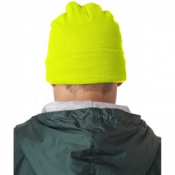 Skullies & Beanies Mens Knit Beanie with Cuff (8130) - Safety Yellow - CA117S8LSPZ $15.67