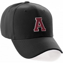 Baseball Caps Classic Baseball Hat Custom A to Z Initial Team Letter- Black Cap White Red - Letter a - CP18IDWT56G $21.35