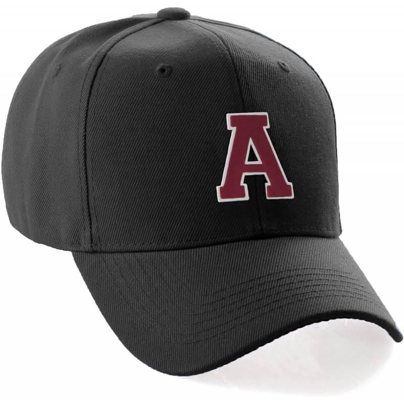 Baseball Caps Classic Baseball Hat Custom A to Z Initial Team Letter- Black Cap White Red - Letter a - CP18IDWT56G $25.68