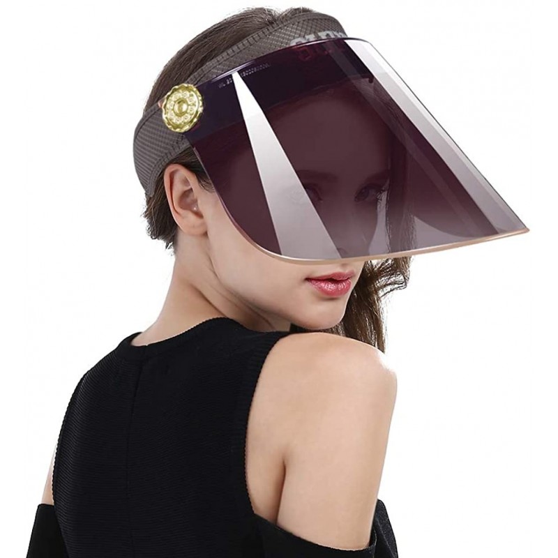 Visors Women Anti-UV Visor Hat UPF40+ Solar Sun Protection Headband Summer Cap - Coffee - C411WWUIXBB $58.91