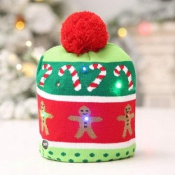 Skullies & Beanies LED Light-up Knitted Ugly Sweater Holiday Xmas Christmas Beanie - 3 Flashing Modes - Red Christmas Star - ...