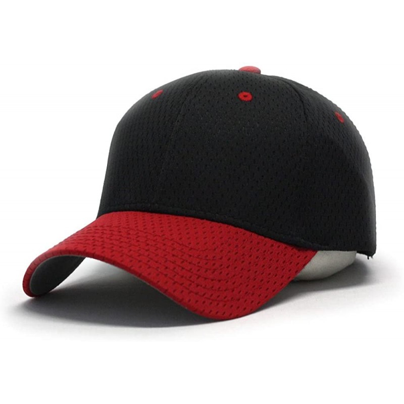 Baseball Caps Plain Pro Cool Mesh Low Profile Adjustable Baseball Cap - Red/Black - CV1802D0C8T $19.55