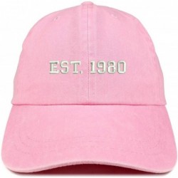 Baseball Caps EST 1980 Embroidered - 40th Birthday Gift Pigment Dyed Washed Cap - Pink - CT180QMYACS $37.93