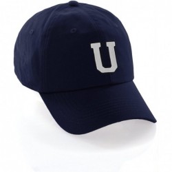 Baseball Caps Customized Letter Intial Baseball Hat A to Z Team Colors- Navy Cap Black White - Letter U - CH18ET5C9MA $27.83