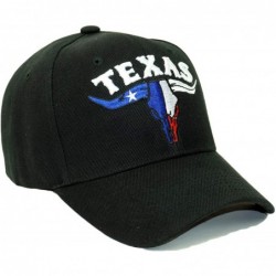 Baseball Caps Texas Flag Bull Embroidery Hat Adjustable Lone Star State Baseball Cap - Black - C518LRTSWWA $24.08