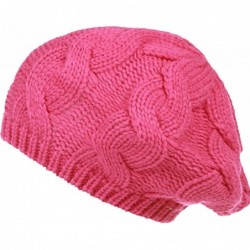Berets Women Winter Warm Ski Knitted Crochet Baggy Skullies Cap Beret Hat - Br1709hot Pink - C5187GD2AY4 $18.92