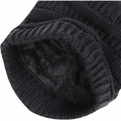 Skullies & Beanies Womens Winter Beanie Hat Warm Knitted Slouchy Wool Hats Cap with Visor - C-black Beanie 02(2 Pack) - CJ18X...