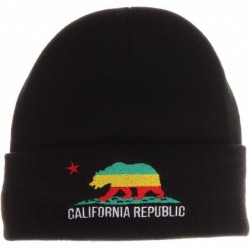 Skullies & Beanies Unisex California Republic Winter Knit Beanie Hat Cap - Cuff - Black Jamaica - CL129NSFLIH $19.31