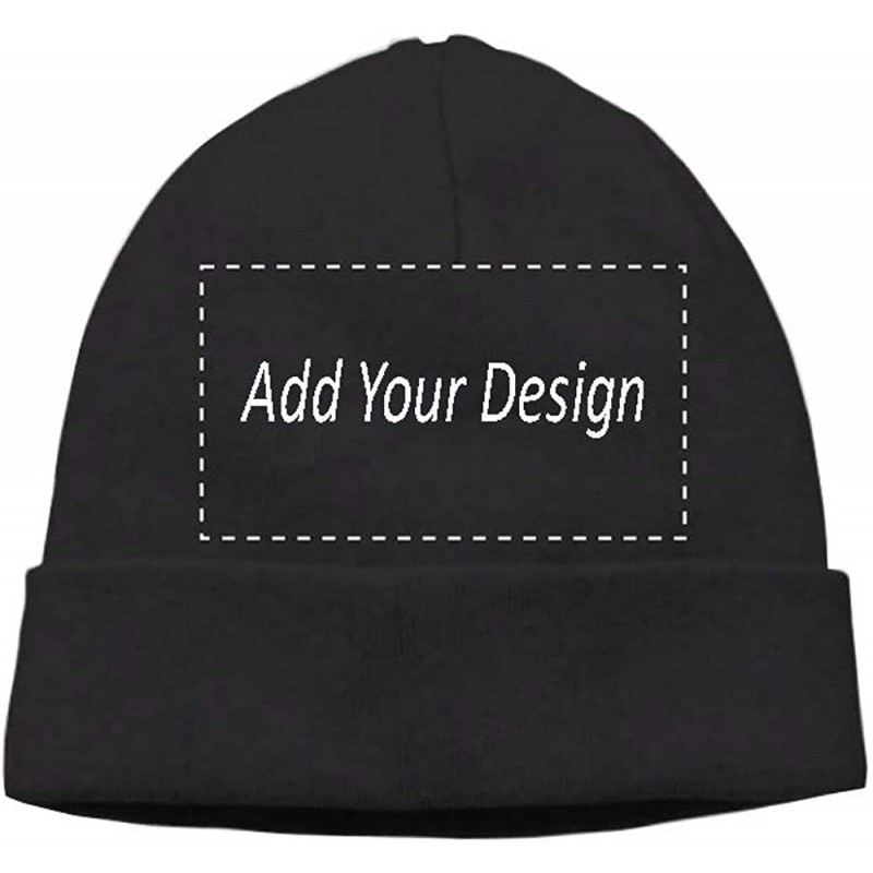 Skullies & Beanies Custom Hat Wool Cuffed Plain Beanie Warm Winter Knit Hats Skull Cap DIY Hat - Black-2 - C218LXW39SC $26.79