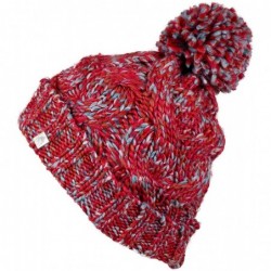 Skullies & Beanies Bobble Hat - Irish Knit Bobble Hat Winter Warm Thick - Pink and Blue Fleck - CC1854L0YYO $28.67