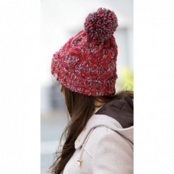 Skullies & Beanies Bobble Hat - Irish Knit Bobble Hat Winter Warm Thick - Pink and Blue Fleck - CC1854L0YYO $26.16