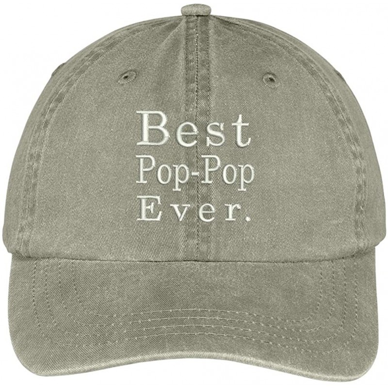 Baseball Caps Best Pop Pop Ever Embroidered Soft Fit Washed Cotton Baseball Cap - Khaki - CC12JO1J3FP $32.29
