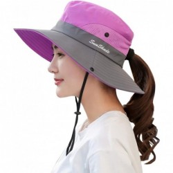 Sun Hats Women's Summer Mesh Wide Brim Sun UV Protection Hat with Ponytail Hole - Purple - C4194AS7XY5 $33.33