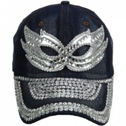 Baseball Caps Jewel Studded Baseball Cap Bling Rhinestone Fashion Hip Hop Party Jean Denim Hat - Mask - CA18WHO6ZEC $39.65