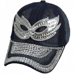 Baseball Caps Jewel Studded Baseball Cap Bling Rhinestone Fashion Hip Hop Party Jean Denim Hat - Mask - CA18WHO6ZEC $41.49