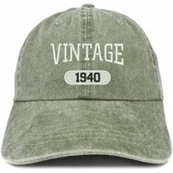 Baseball Caps Vintage 1940 Embroidered 80th Birthday Soft Crown Washed Cotton Cap - Olive - CQ180WUQCD7 $33.32