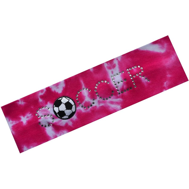 Headbands SOCCER BALL Rhinestone Cotton Stretch Headband for Girls- Teens and Adults Soccer Team Gifts - Hot Pink Tie Dye - C...