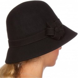 Bucket Hats Molly Vintage Style Wool Cloche Hat - Black - CB11GBXKJ9T $31.45