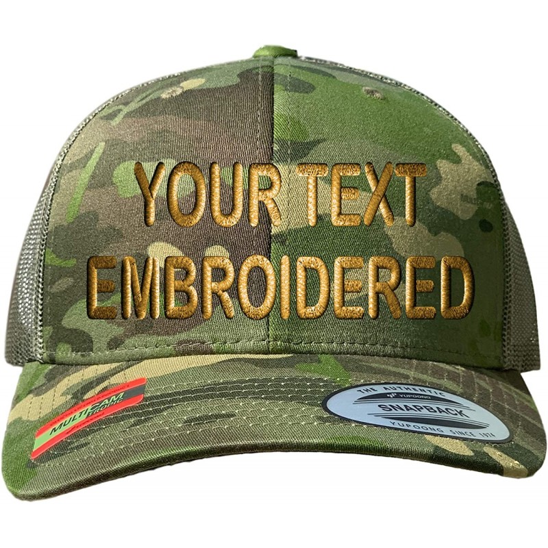 Baseball Caps Custom Trucker Hat Yupoong 6606 Embroidered Your Own Text Curved Bill Snapback - Multicam Tropic/Green - CE18XU...