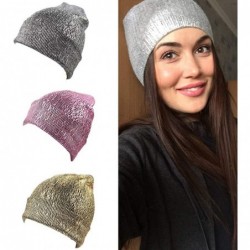 Skullies & Beanies Malbaba Women Warm Ear Velvet Fluff Ball Crochet Beanie Hats Ladies Winter Casual Knit Glittering Caps - S...