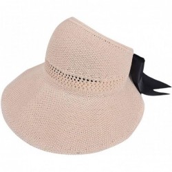 Sun Hats Floppy Foldable Ladies Women Solid Beach Sun Summer Hat Wide Brim - Beige - CM18RHTCA29 $25.95