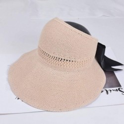 Sun Hats Floppy Foldable Ladies Women Solid Beach Sun Summer Hat Wide Brim - Beige - CM18RHTCA29 $17.20